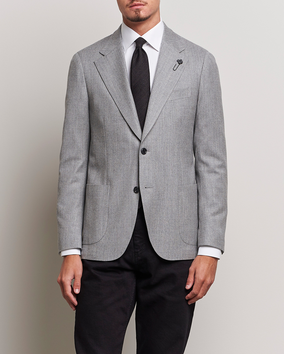 Hombres | Blazers | Lardini | Wool/Cashmerer Flanell Blazer Light Grey