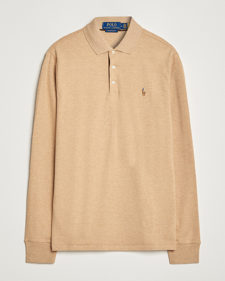 Hombres | Jerséis y prendas de punto | Polo Ralph Lauren | Custom Slim Fit Long Sleeve Polo Camel Heather
