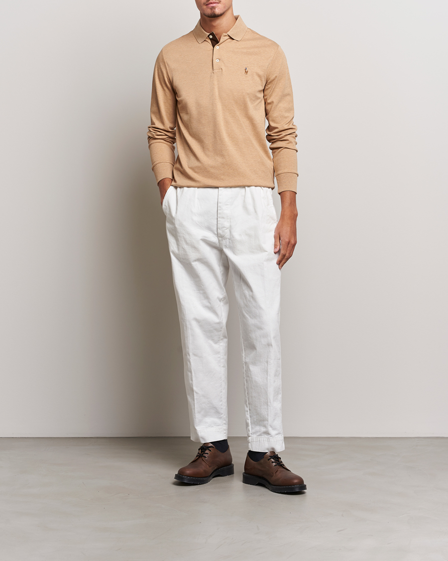 Hombres | Jerséis y prendas de punto | Polo Ralph Lauren | Custom Slim Fit Long Sleeve Polo Camel Heather