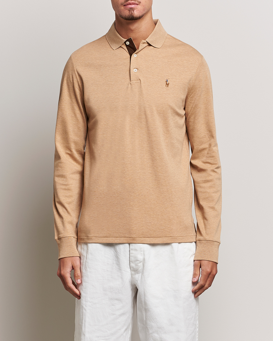 Hombres | Jerséis y prendas de punto | Polo Ralph Lauren | Custom Slim Fit Long Sleeve Polo Camel Heather