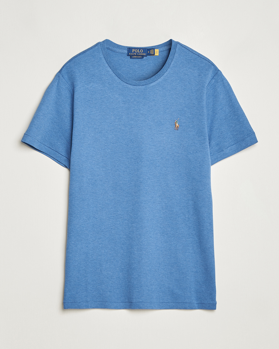 Hombres | Camisetas | Polo Ralph Lauren | Luxury Pima Cotton Crew Neck T-Shirt Fog Blue Heather