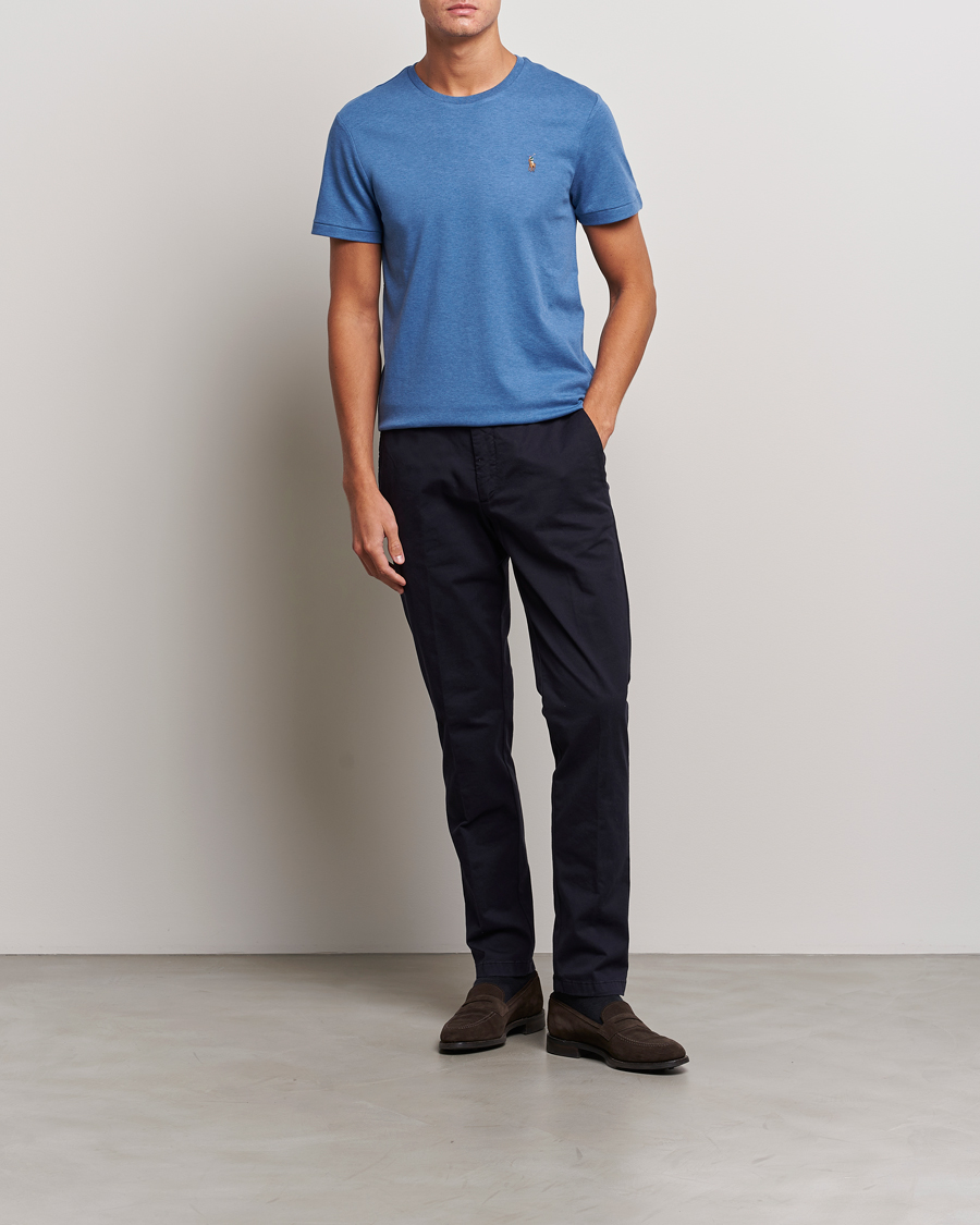 Hombres | Camisetas | Polo Ralph Lauren | Luxury Pima Cotton Crew Neck T-Shirt Fog Blue Heather