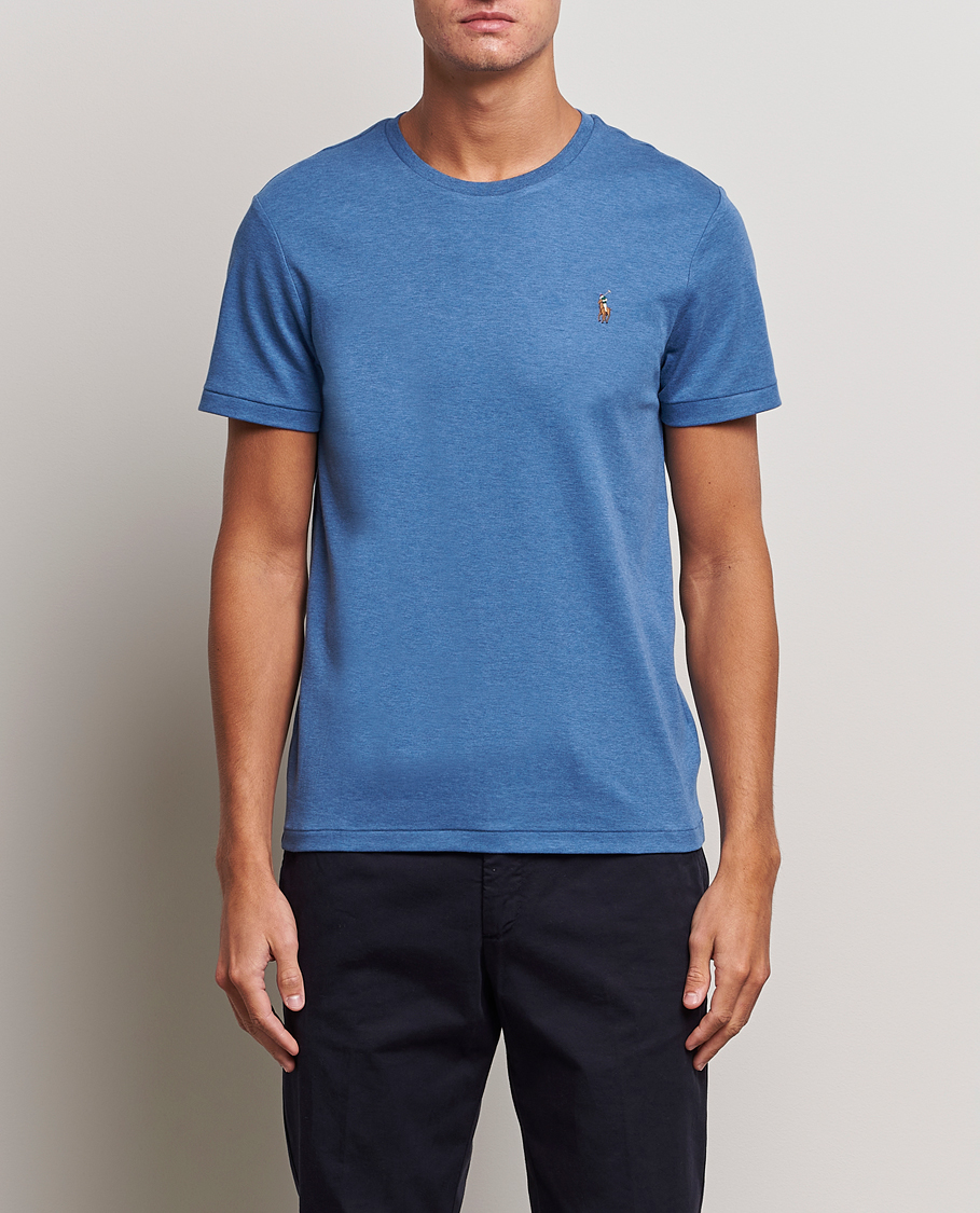 Hombres | Camisetas | Polo Ralph Lauren | Luxury Pima Cotton Crew Neck T-Shirt Fog Blue Heather