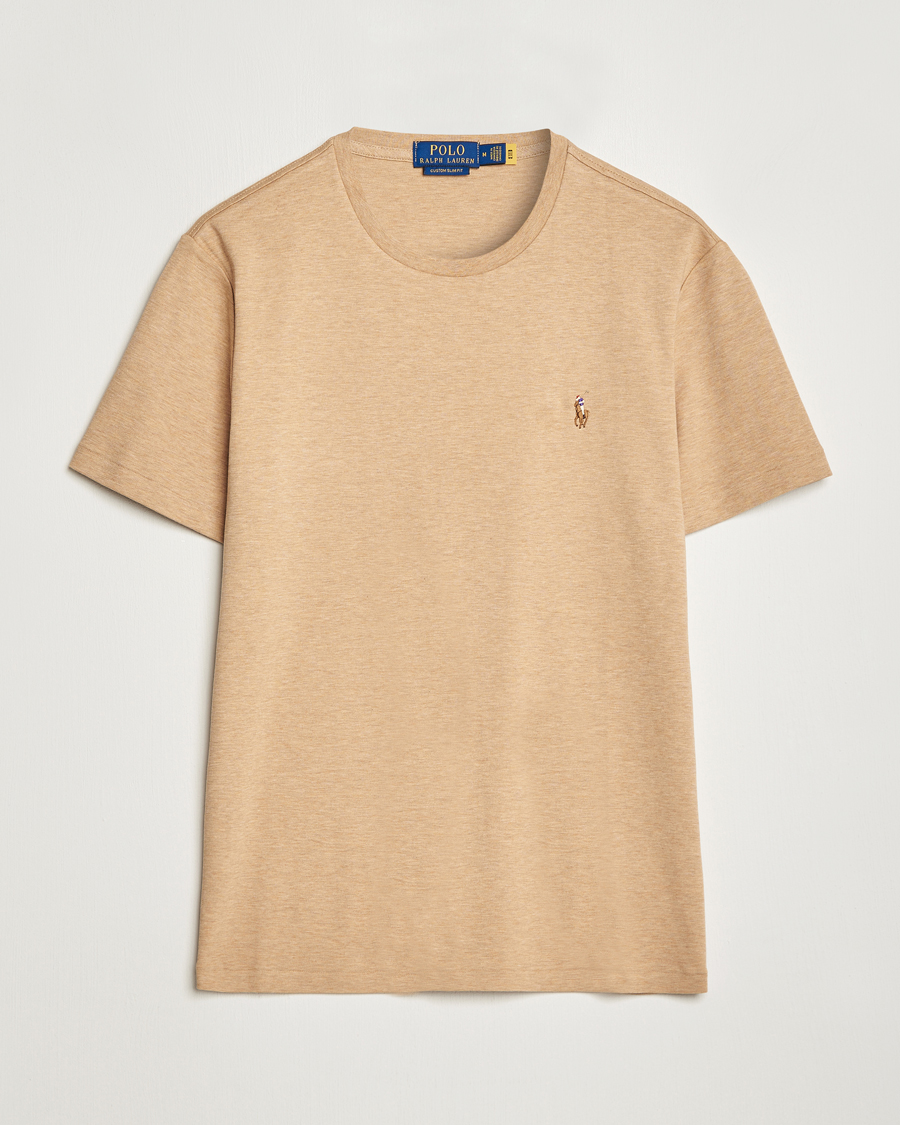 Hombres | Camisetas | Polo Ralph Lauren | Luxury Pima Cotton Crew Neck T-Shirt Camel Heather