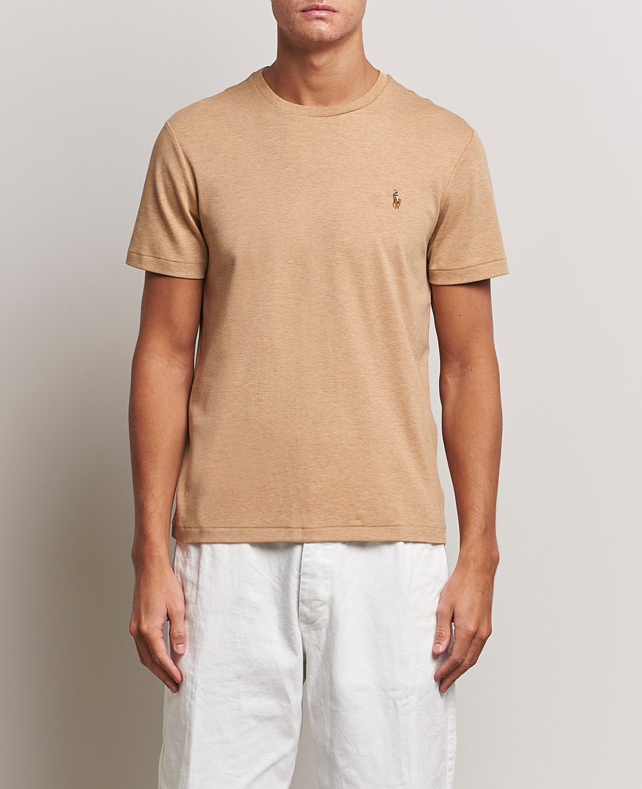 Hombres | Camisetas | Polo Ralph Lauren | Luxury Pima Cotton Crew Neck T-Shirt Camel Heather