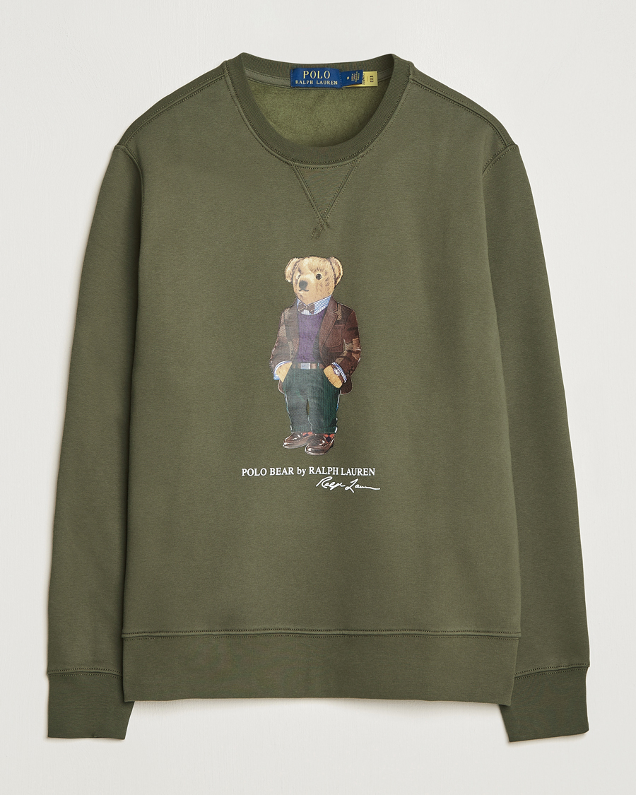 Hombres | Jerséis y prendas de punto | Polo Ralph Lauren | Printed Denim Bear Sweatshirt Expedition Olive