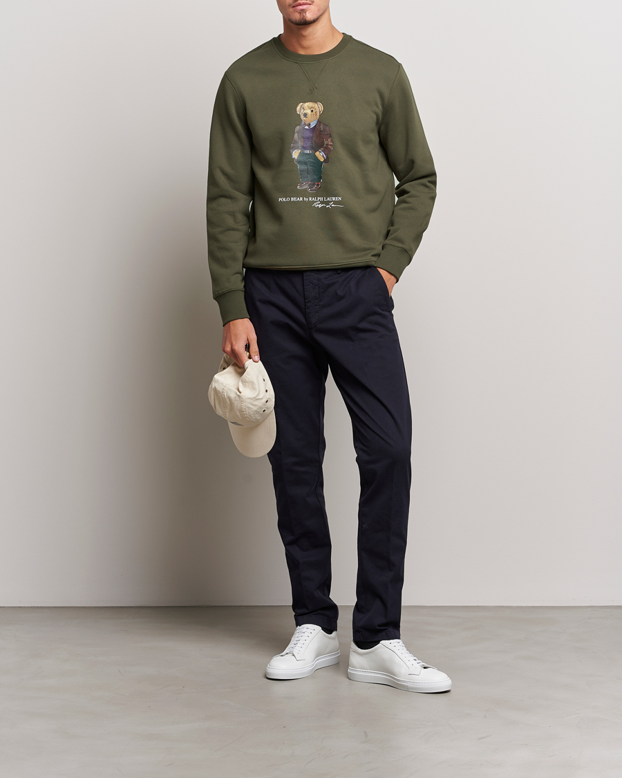 Hombres | Jerséis y prendas de punto | Polo Ralph Lauren | Printed Denim Bear Sweatshirt Expedition Olive