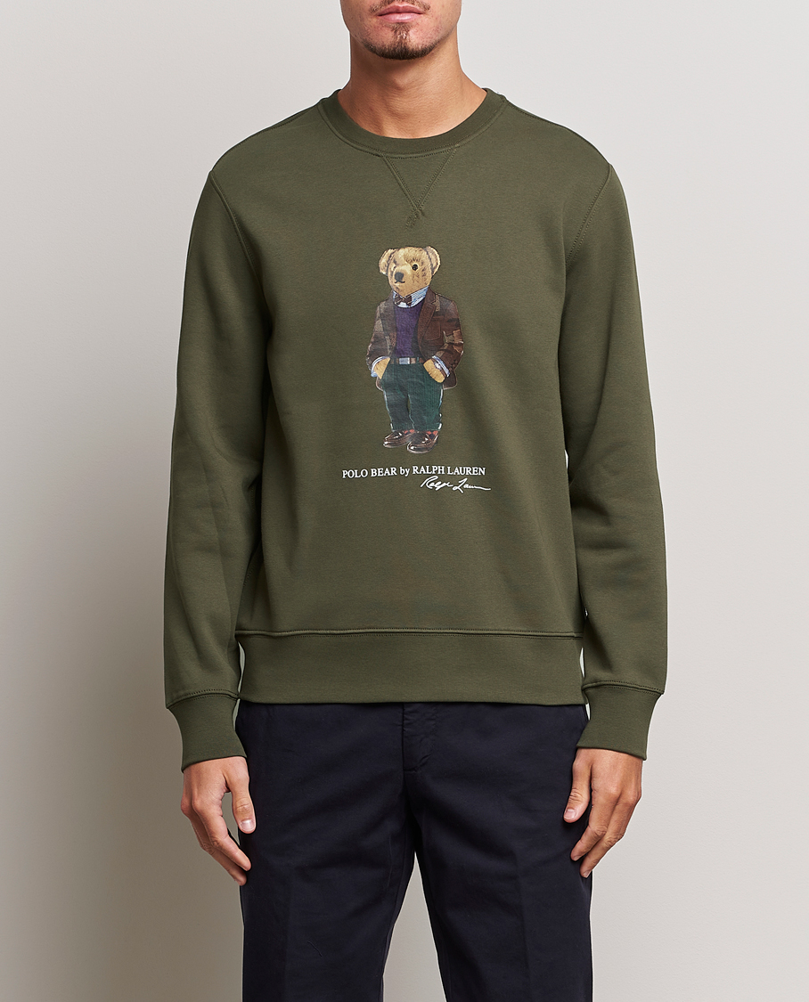Hombres | Jerséis y prendas de punto | Polo Ralph Lauren | Printed Denim Bear Sweatshirt Expedition Olive