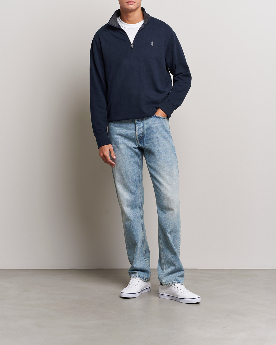 Hombres | Jerséis y prendas de punto | Polo Ralph Lauren | Double Knit Half-Zip Sweater Aviator Navy