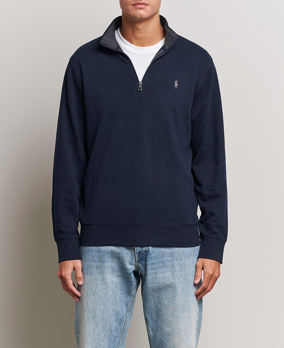 Hombres | Jerséis y prendas de punto | Polo Ralph Lauren | Double Knit Half-Zip Sweater Aviator Navy