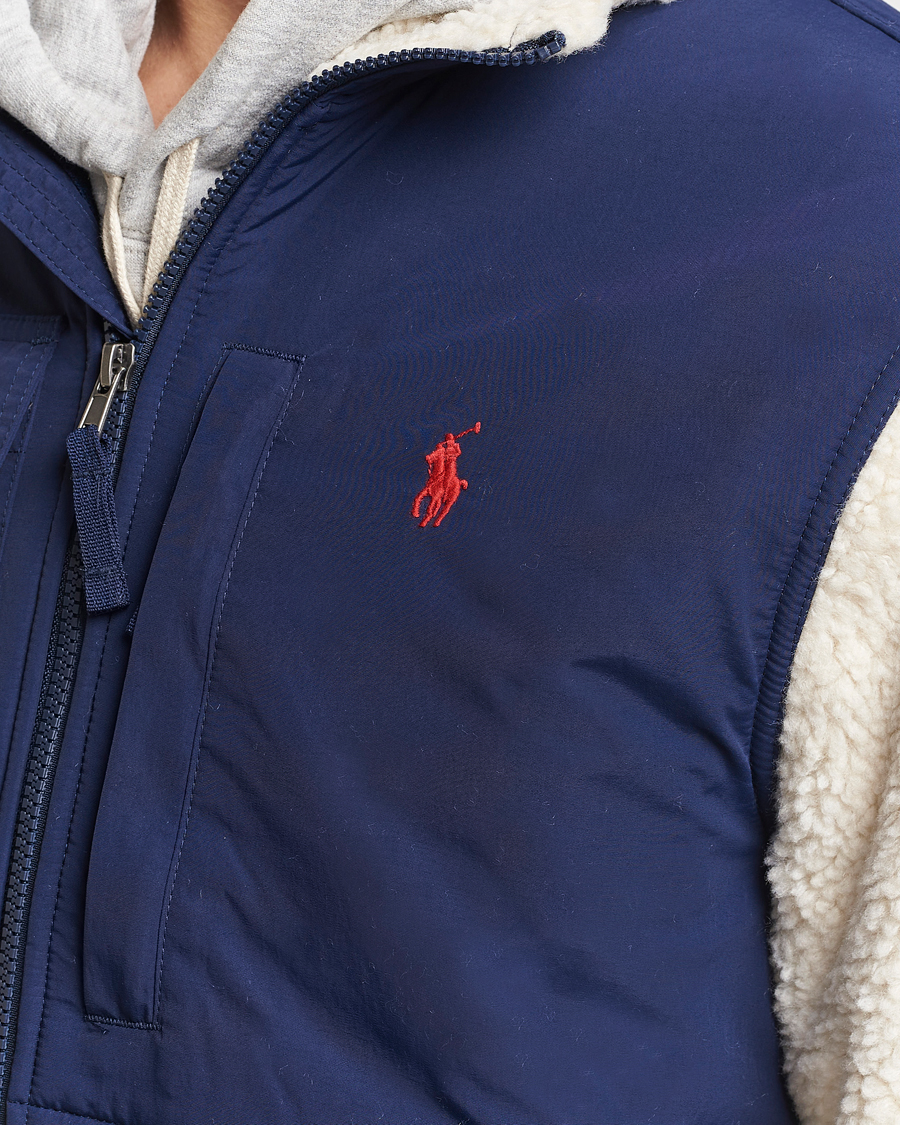 Hombres | Jerséis y prendas de punto | Polo Ralph Lauren | Bonded Sherpa Full Zip Sweater Cream/Newport Navy