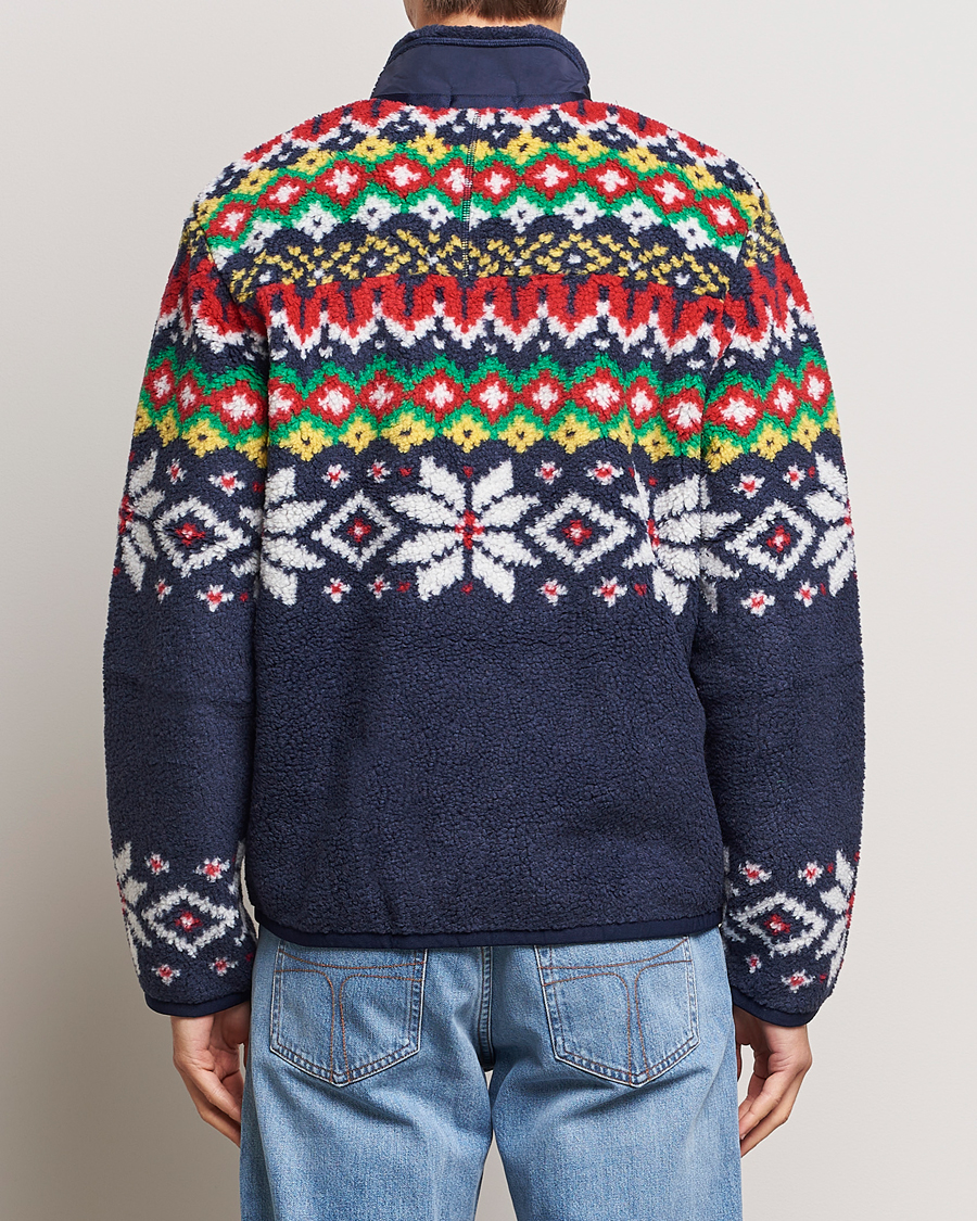 Hombres | Jerséis y prendas de punto | Polo Ralph Lauren | Bonded Hi-Pile Snowflake Fairisle Full Zip Navy