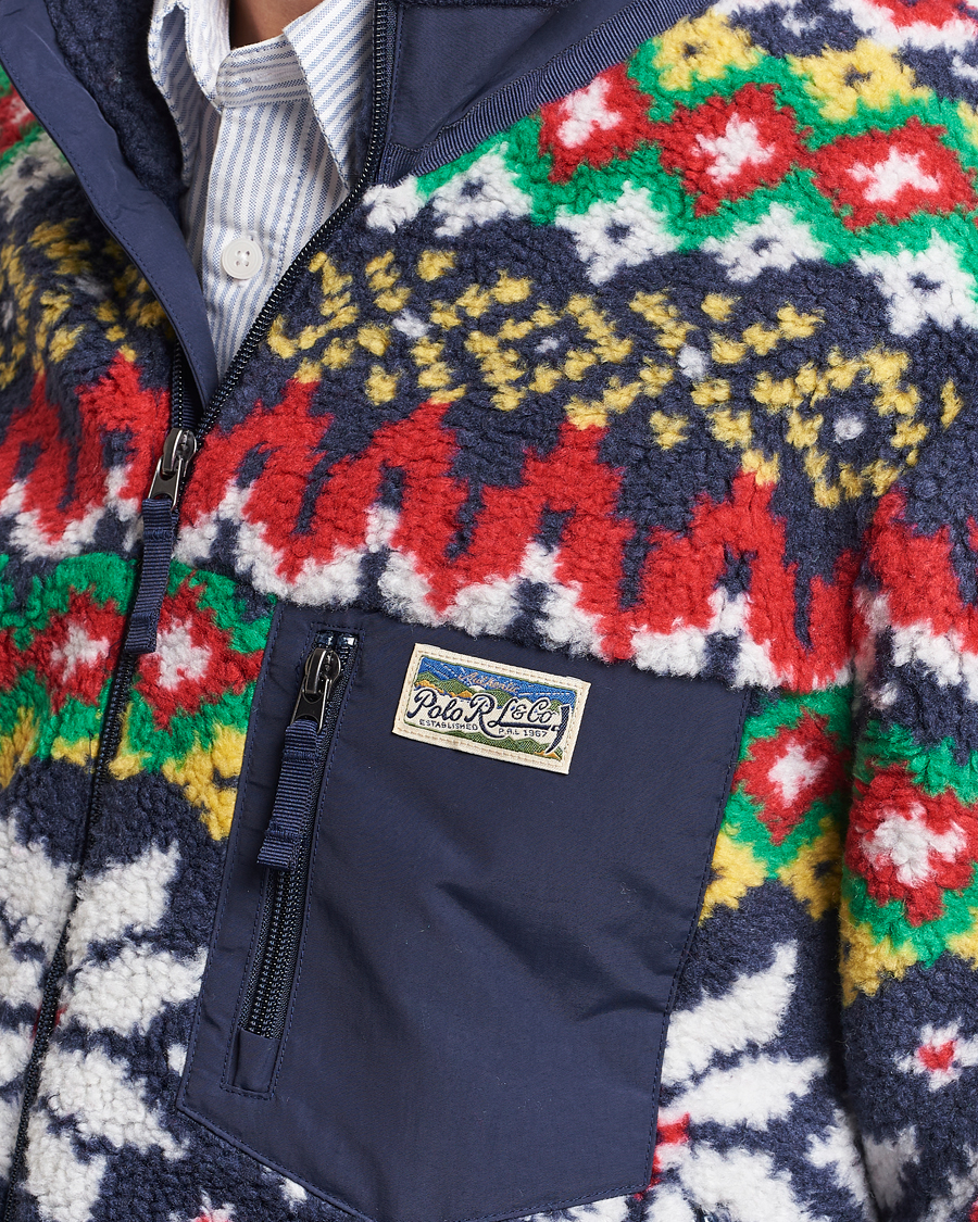 Hombres | Jerséis y prendas de punto | Polo Ralph Lauren | Bonded Hi-Pile Snowflake Fairisle Full Zip Navy