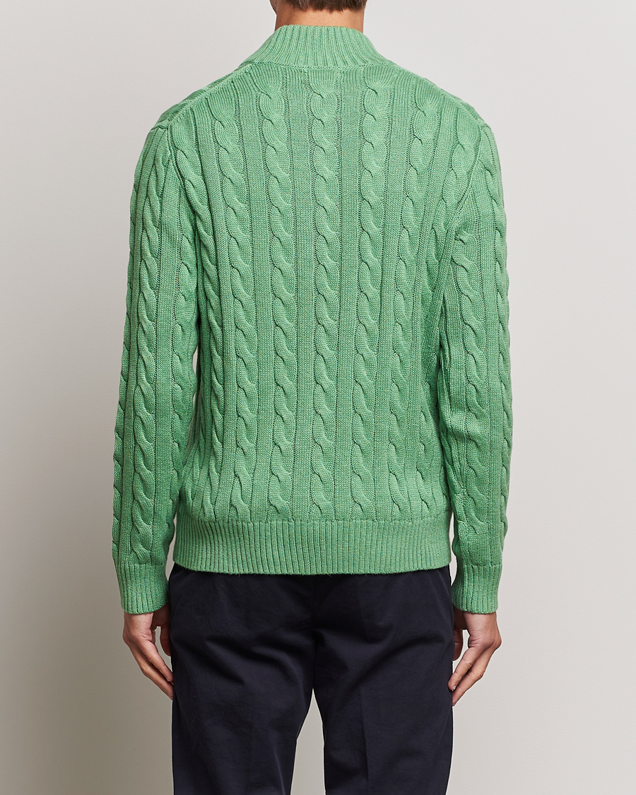 Hombres | Jerséis y prendas de punto | Polo Ralph Lauren | Cotton Cable Half Zip Sweater Field Green Heather