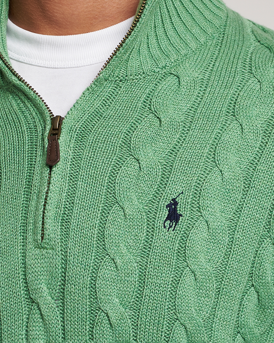 Hombres | Jerséis y prendas de punto | Polo Ralph Lauren | Cotton Cable Half Zip Sweater Field Green Heather