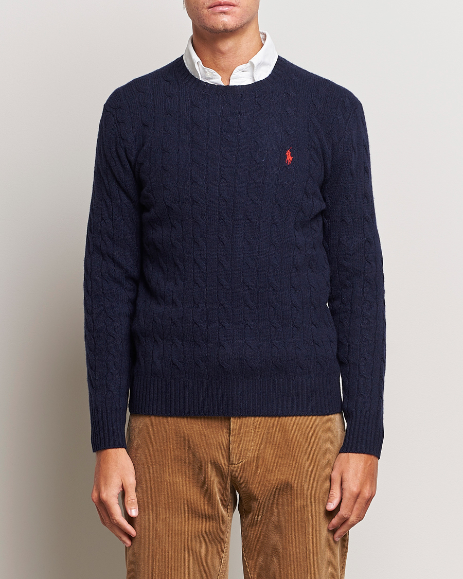 Men | Gifts | Polo Ralph Lauren | Wool/Cashmere Cable Crew Neck Pullover Hunter Navy