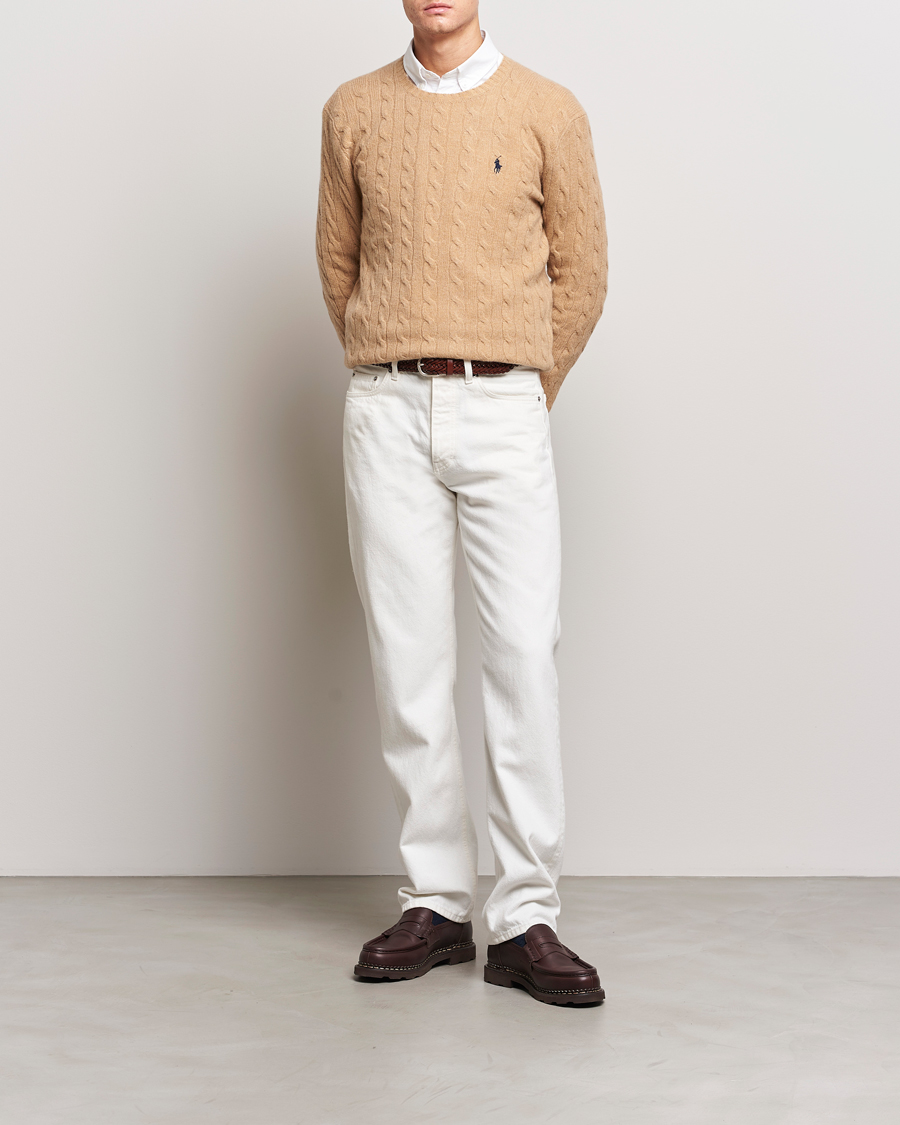 Hombres | Jerséis y prendas de punto | Polo Ralph Lauren | Wool/Cashmere Cable Crew Neck Camel Melange