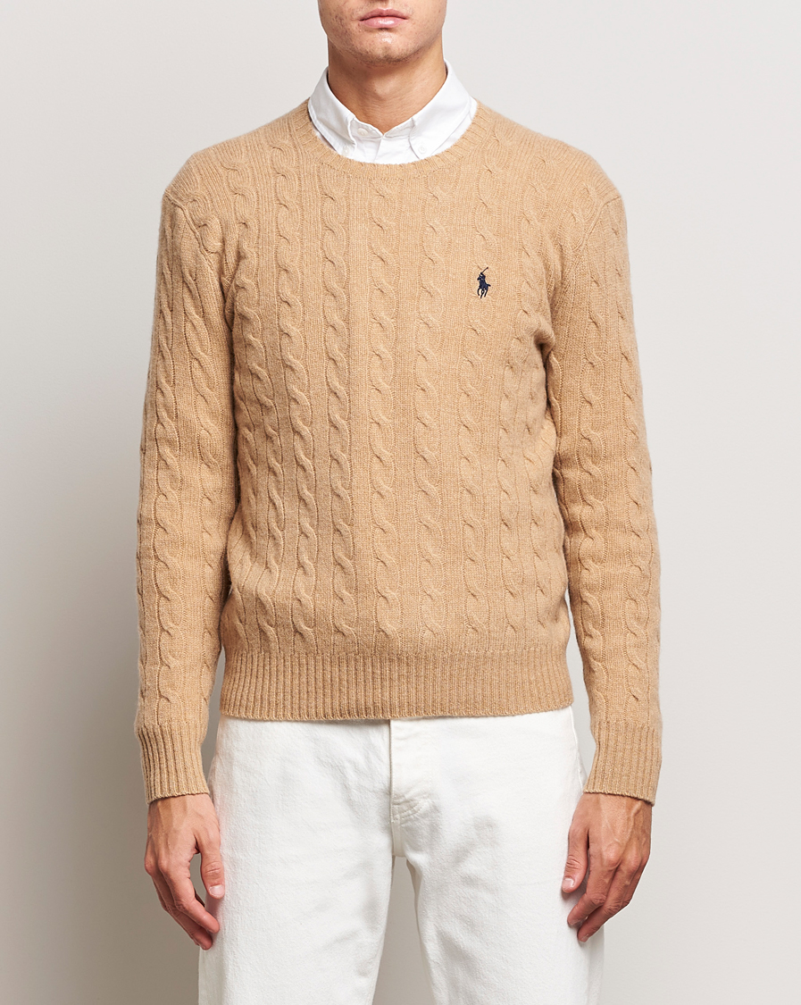 Hombres | Jerséis y prendas de punto | Polo Ralph Lauren | Wool/Cashmere Cable Crew Neck Camel Melange