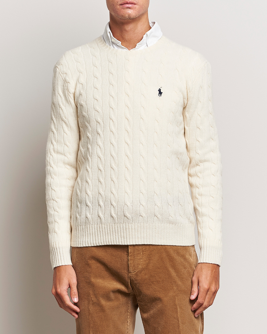 Hombres |  | Polo Ralph Lauren | Wool/Cashmere Cable Crew Neck Pullover Andover Cream