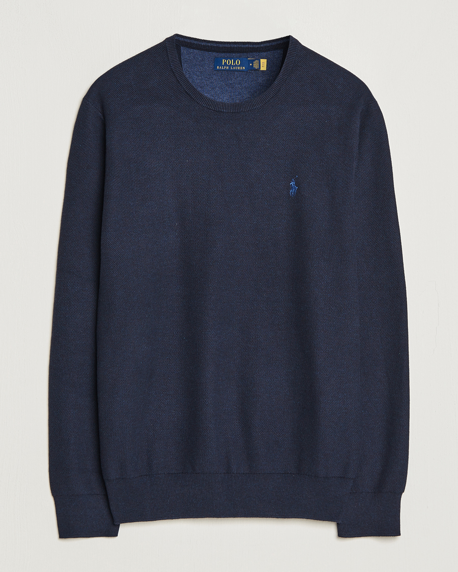Hombres | Jerséis y prendas de punto | Polo Ralph Lauren | Textured Cotton Crew Neck Sweater Navy Heather