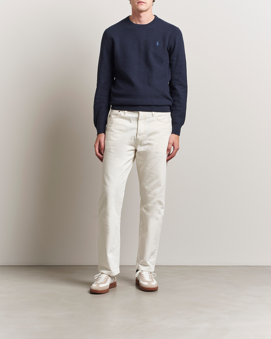 Hombres | Jerséis y prendas de punto | Polo Ralph Lauren | Textured Cotton Crew Neck Sweater Navy Heather