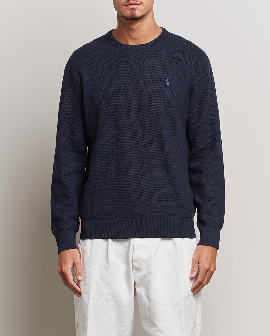Hombres | Stylesegment Casual Classics | Polo Ralph Lauren | Textured Crew Neck Sweater Navy Heather