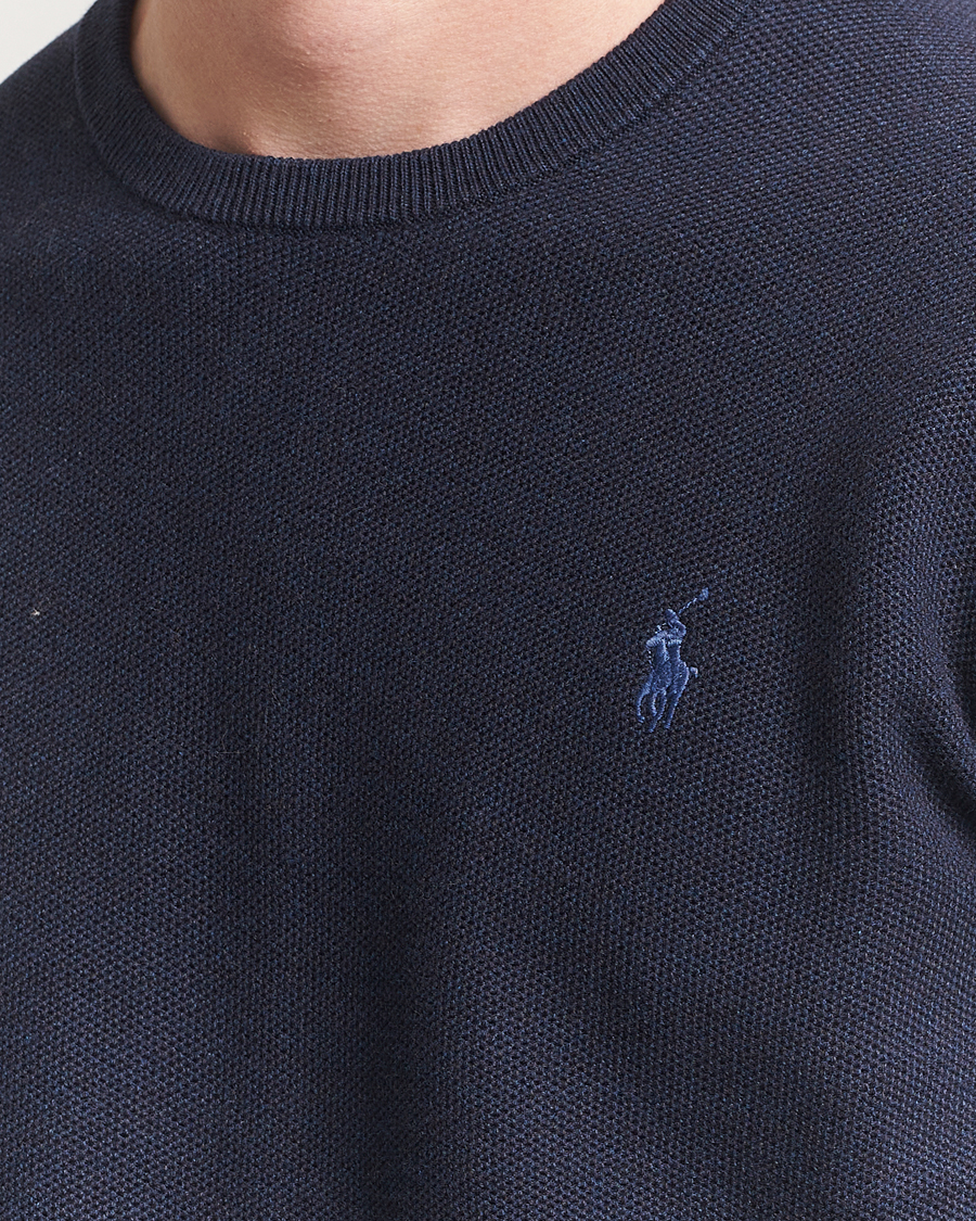 Hombres | Jerséis y prendas de punto | Polo Ralph Lauren | Textured Cotton Crew Neck Sweater Navy Heather