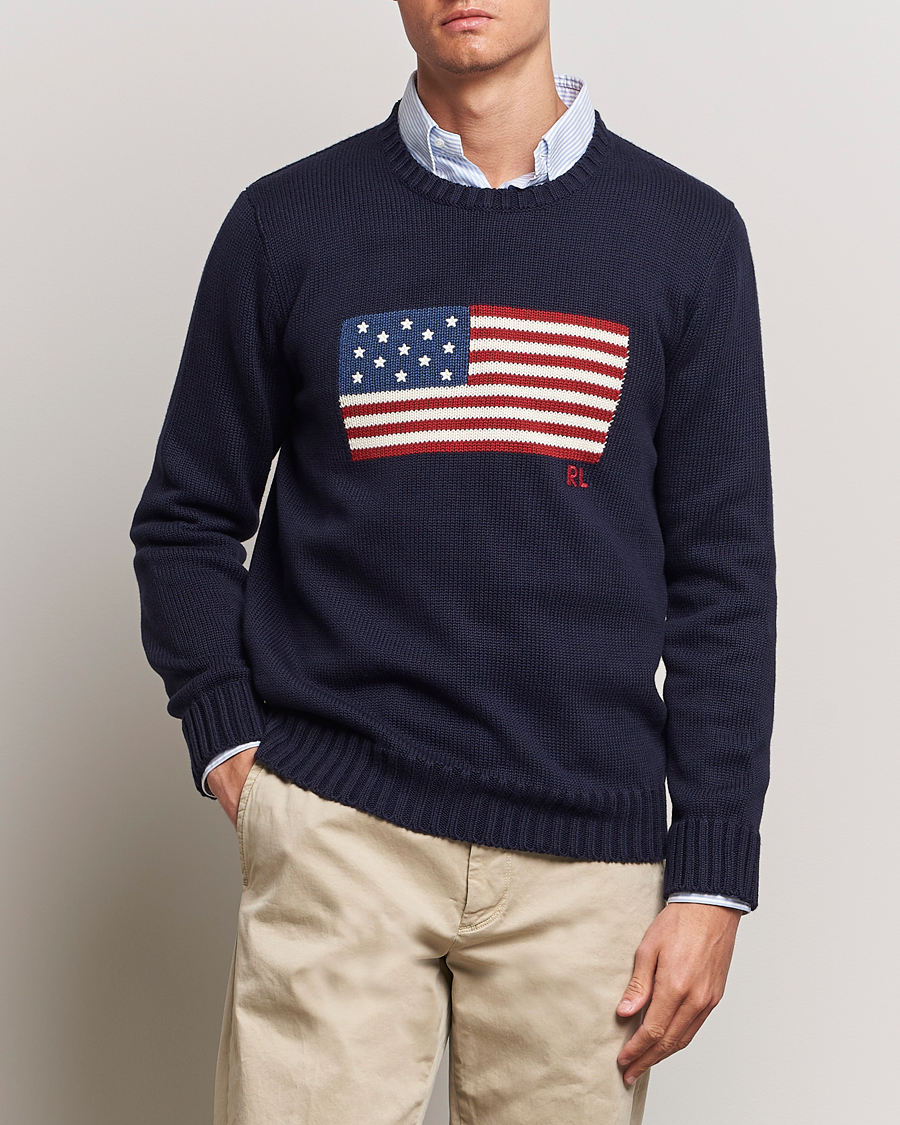 Hombres | Jerseys de punto | Polo Ralph Lauren | Cotton Knitted Flag Sweater Hunter Navy