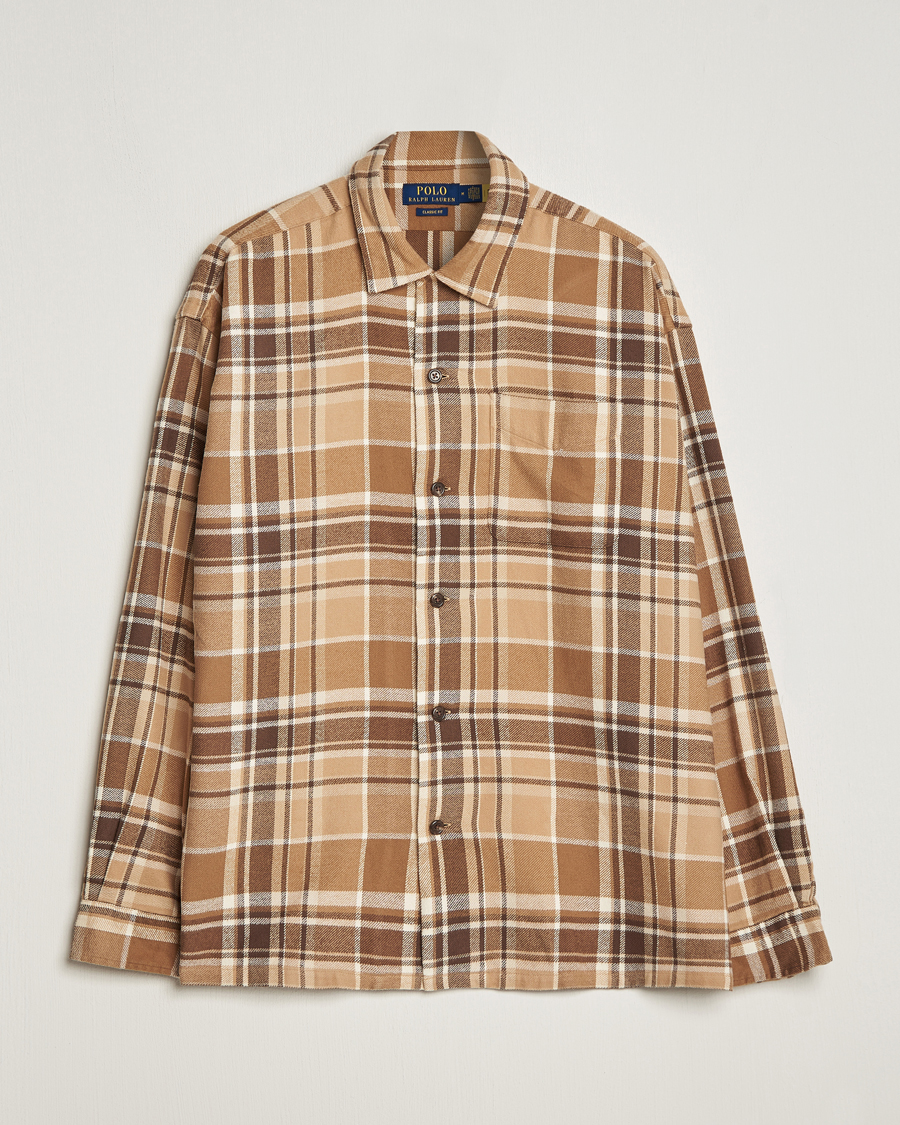 Hombres | Camisas | Polo Ralph Lauren | Brushed Flannel Checked Shirt Khaki/Brown
