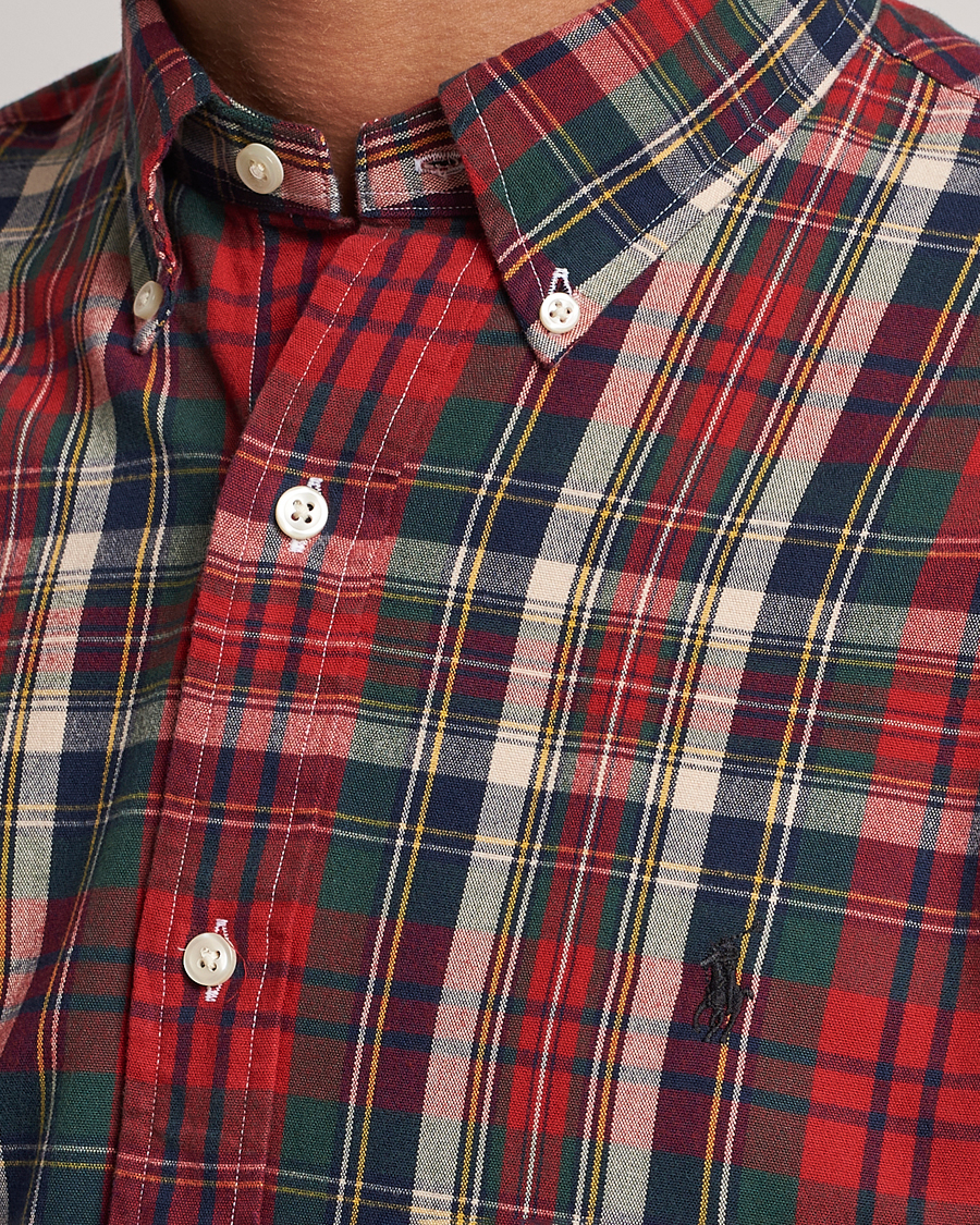 Hombres | Camisas | Polo Ralph Lauren | Custom Fit Checked Oxford Shirt Red/Green