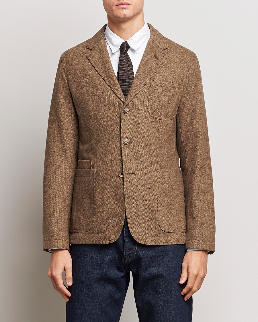 Hombres | Blazers de tweed | Polo Ralph Lauren | Classic Herringbone Sportcoat Brown/Tan