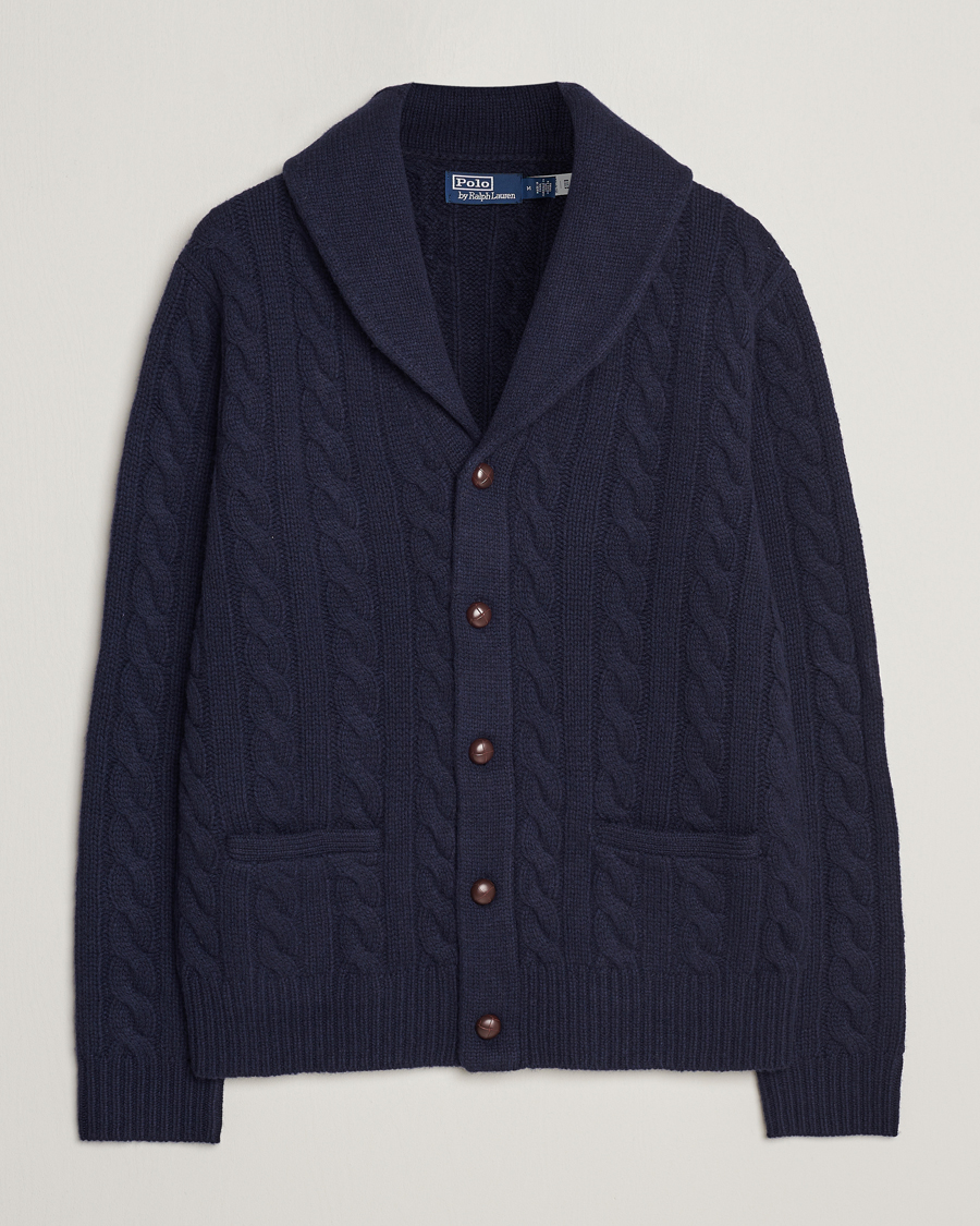 Hombres | Jerséis y prendas de punto | Polo Ralph Lauren | Wool Cable Cardigan Hunter Navy