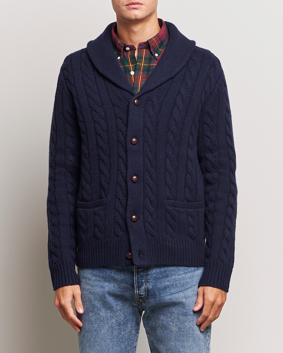 Hombres | Jerséis y prendas de punto | Polo Ralph Lauren | Wool Cable Cardigan Hunter Navy
