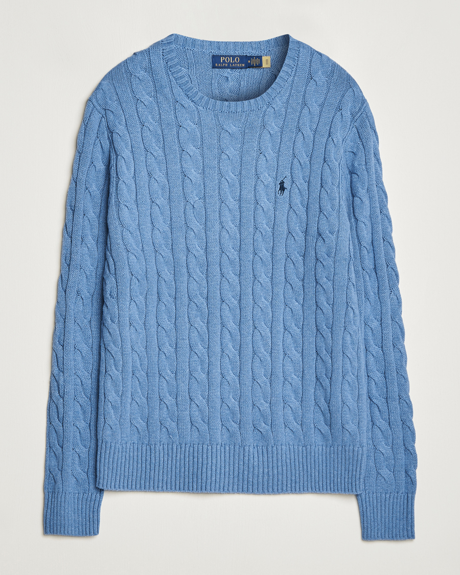 Hombres | Jerséis y prendas de punto | Polo Ralph Lauren | Cotton Cable Pullover Sky Blue Heather