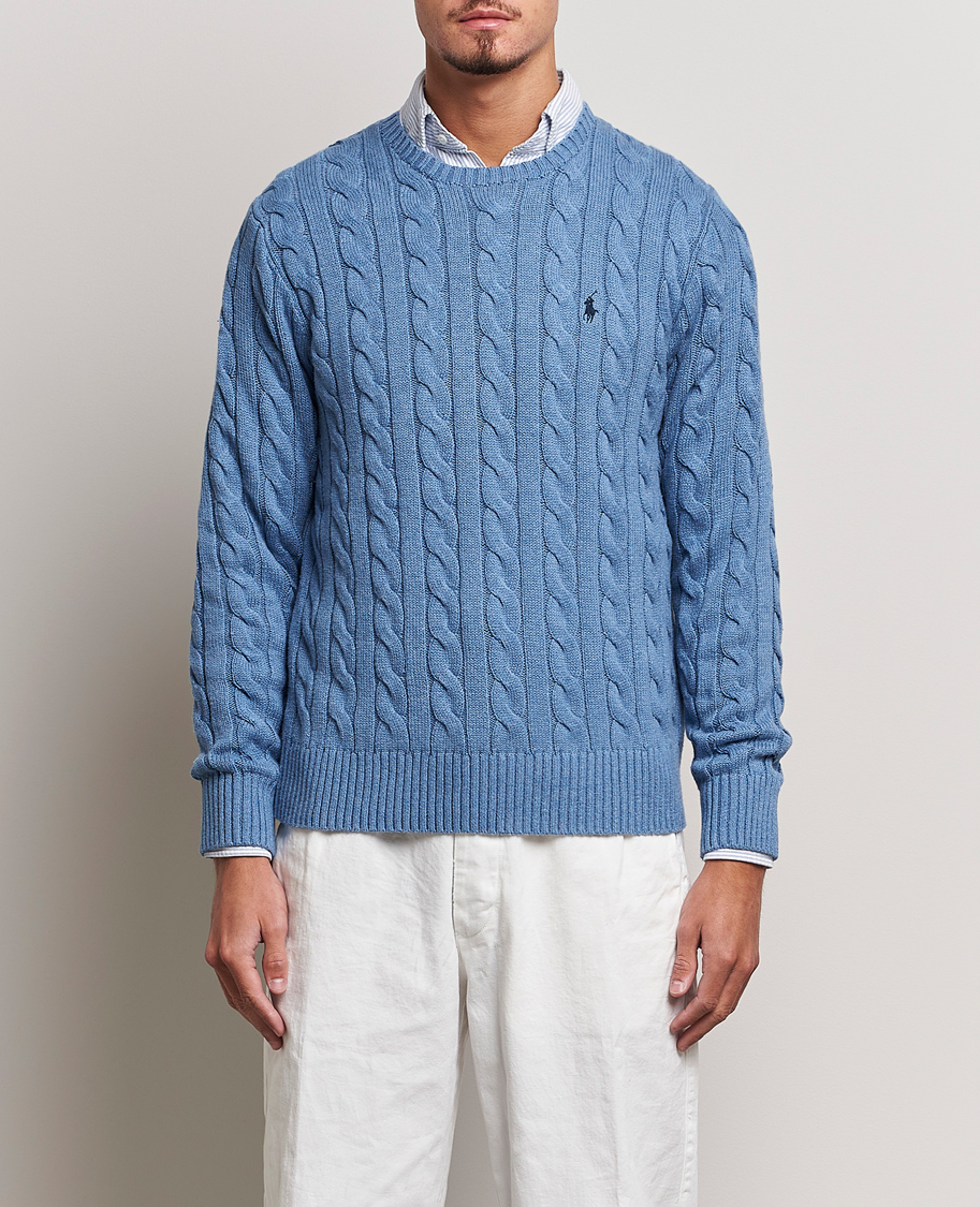 Hombres | Jerséis y prendas de punto | Polo Ralph Lauren | Cotton Cable Pullover Sky Blue Heather