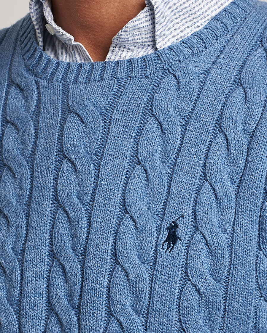 Hombres | Jerséis y prendas de punto | Polo Ralph Lauren | Cotton Cable Pullover Sky Blue Heather