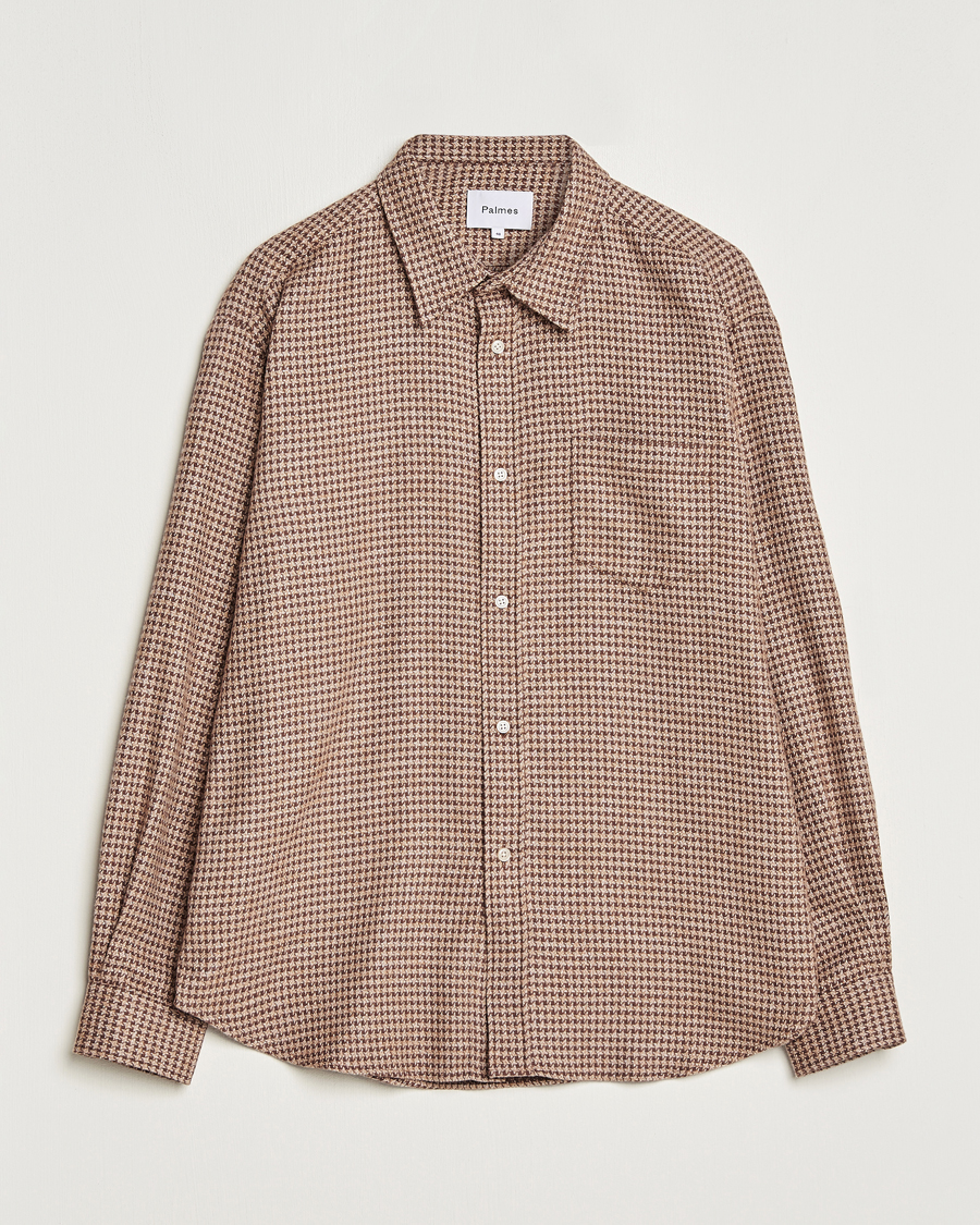 Hombres | Camisas | Palmes | Cyrus Houndstooth Cotton Shirt Brown