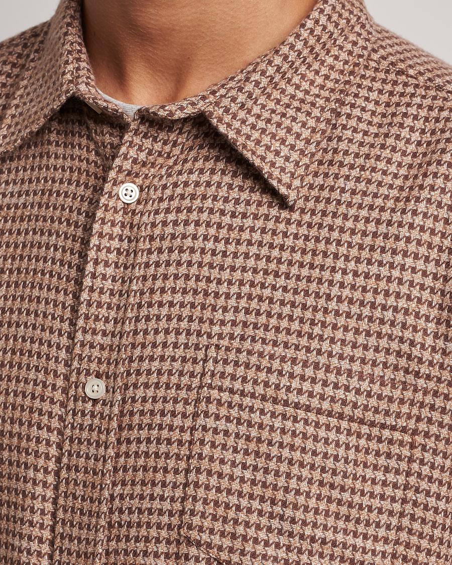 Hombres | Camisas | Palmes | Cyrus Houndstooth Cotton Shirt Brown