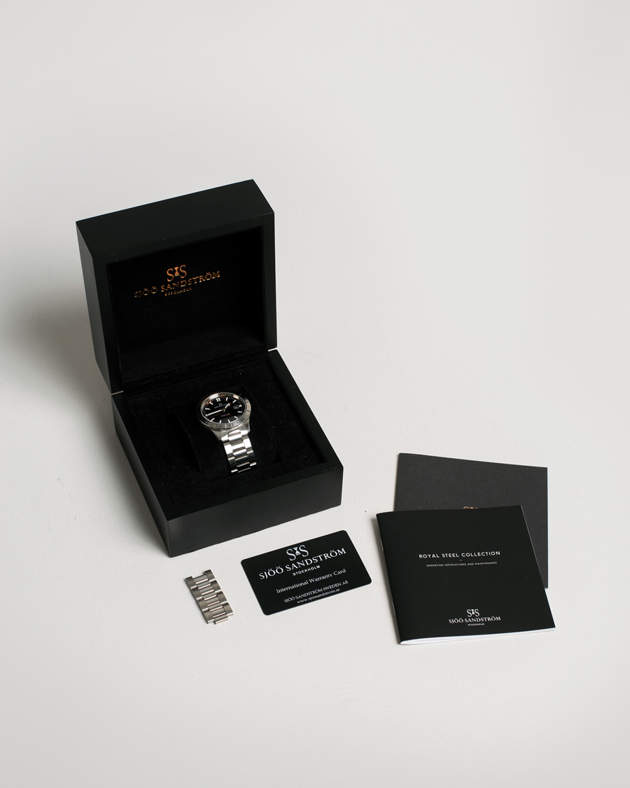 Hombres | Sjöö Sandström Pre-Owned Royal Steel Worldstimer 41mm SS-1841-WT Steel Black | Sjöö Sandström Pre-Owned | Royal Steel Worldstimer 41mm SS-1841-WT Steel Black
