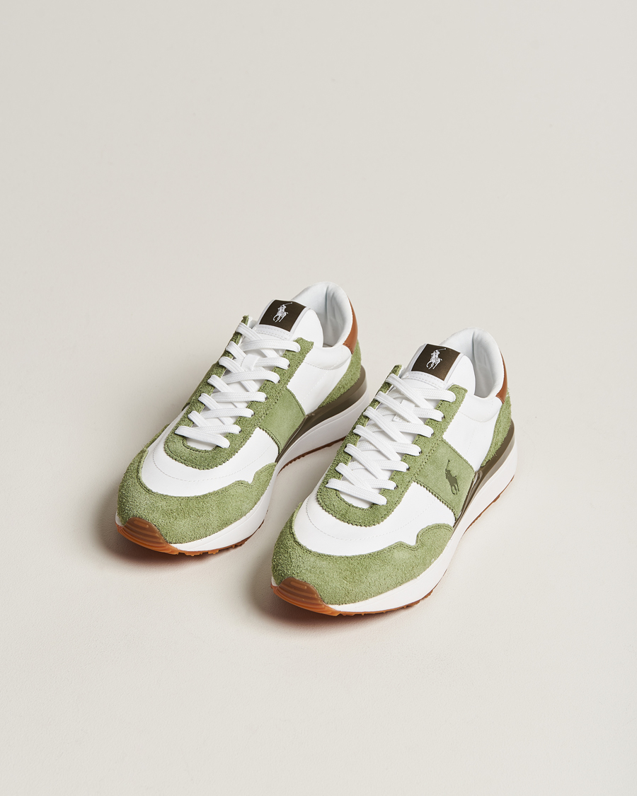 Hombres | Polo Ralph Lauren Train 89 Running Sneaker White/Olive | Polo Ralph Lauren | Train 89 Running Sneaker White/Olive