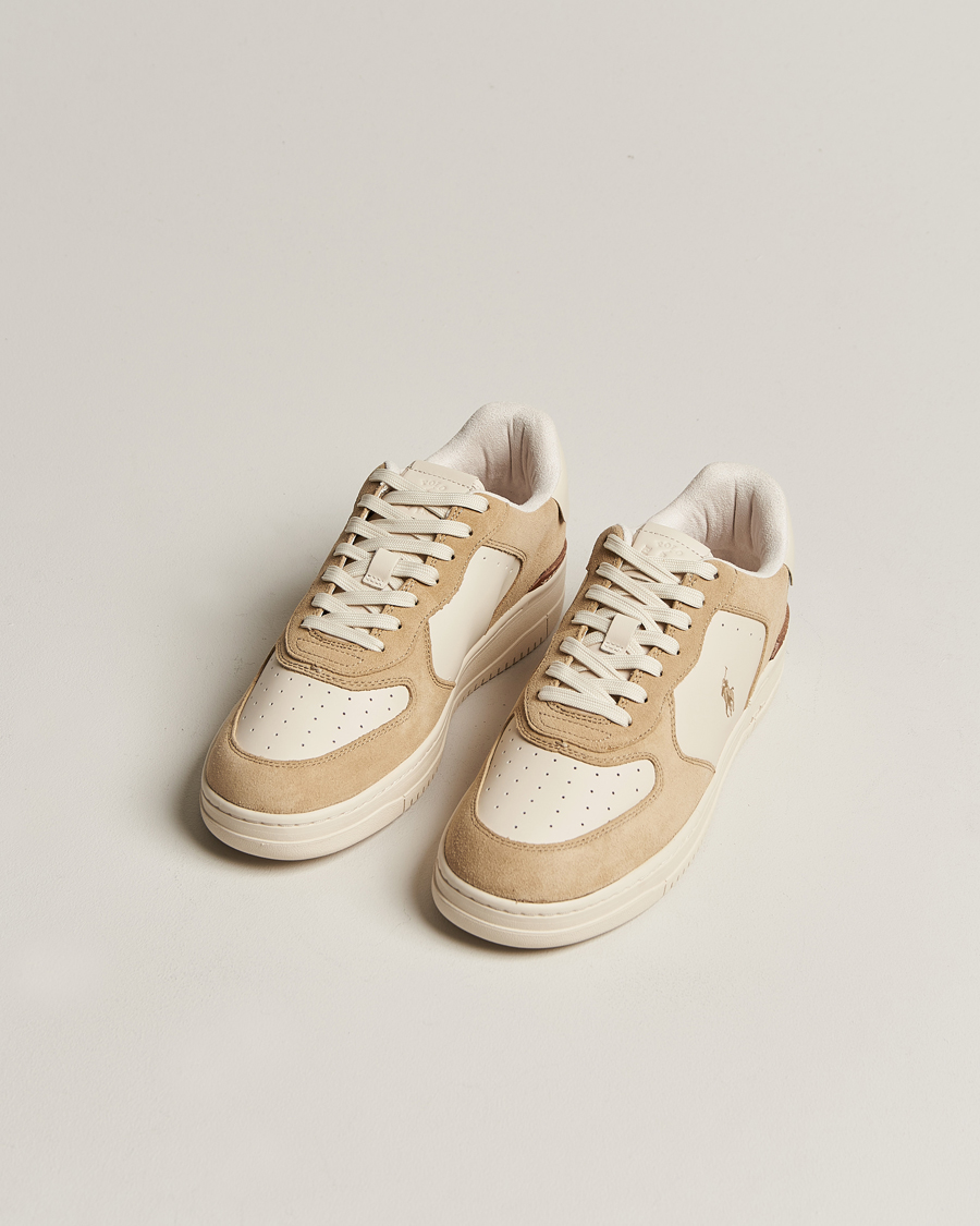 Hombres | Polo Ralph Lauren Masters Court Suede Sneaker Bone/Ecru | Polo Ralph Lauren | Masters Court Suede Sneaker Bone/Ecru