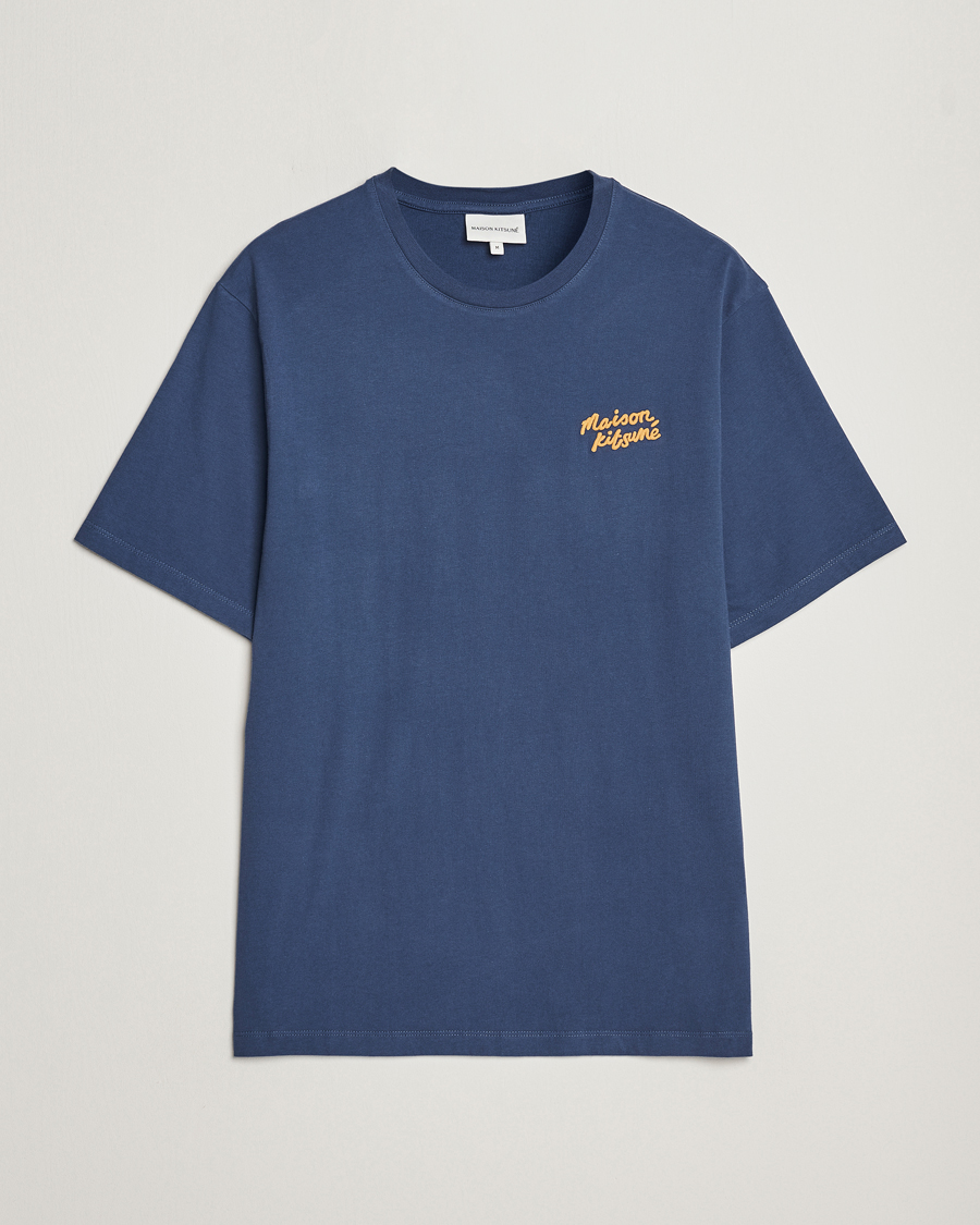 Hombres | Camisetas | Maison Kitsuné | Mini Handwriting T-shirt Blue Denim