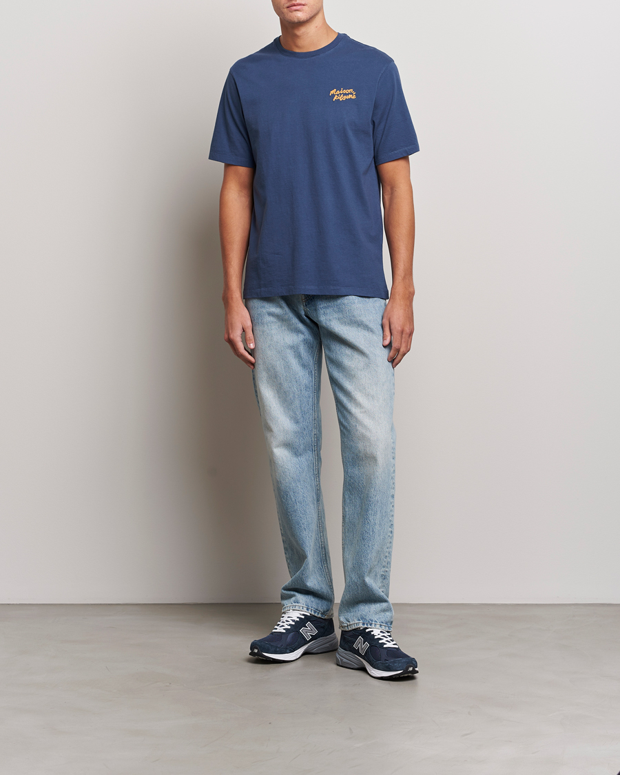Hombres | Camisetas | Maison Kitsuné | Mini Handwriting T-shirt Blue Denim