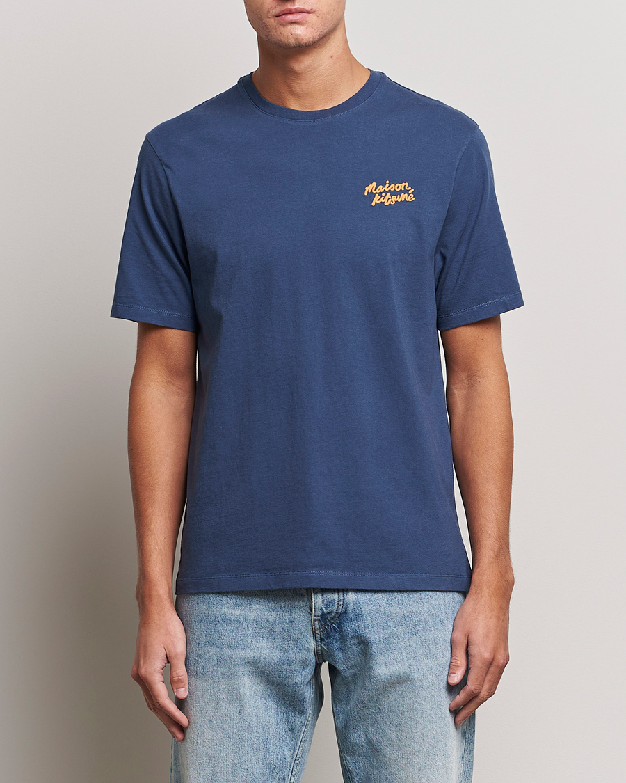 Hombres | Camisetas | Maison Kitsuné | Mini Handwriting T-shirt Blue Denim