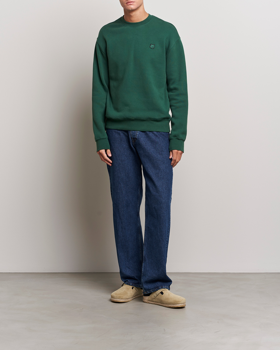 Hombres | Jerséis y prendas de punto | Maison Kitsuné | Tonal Fox Head Sweatshirt Bottle Green