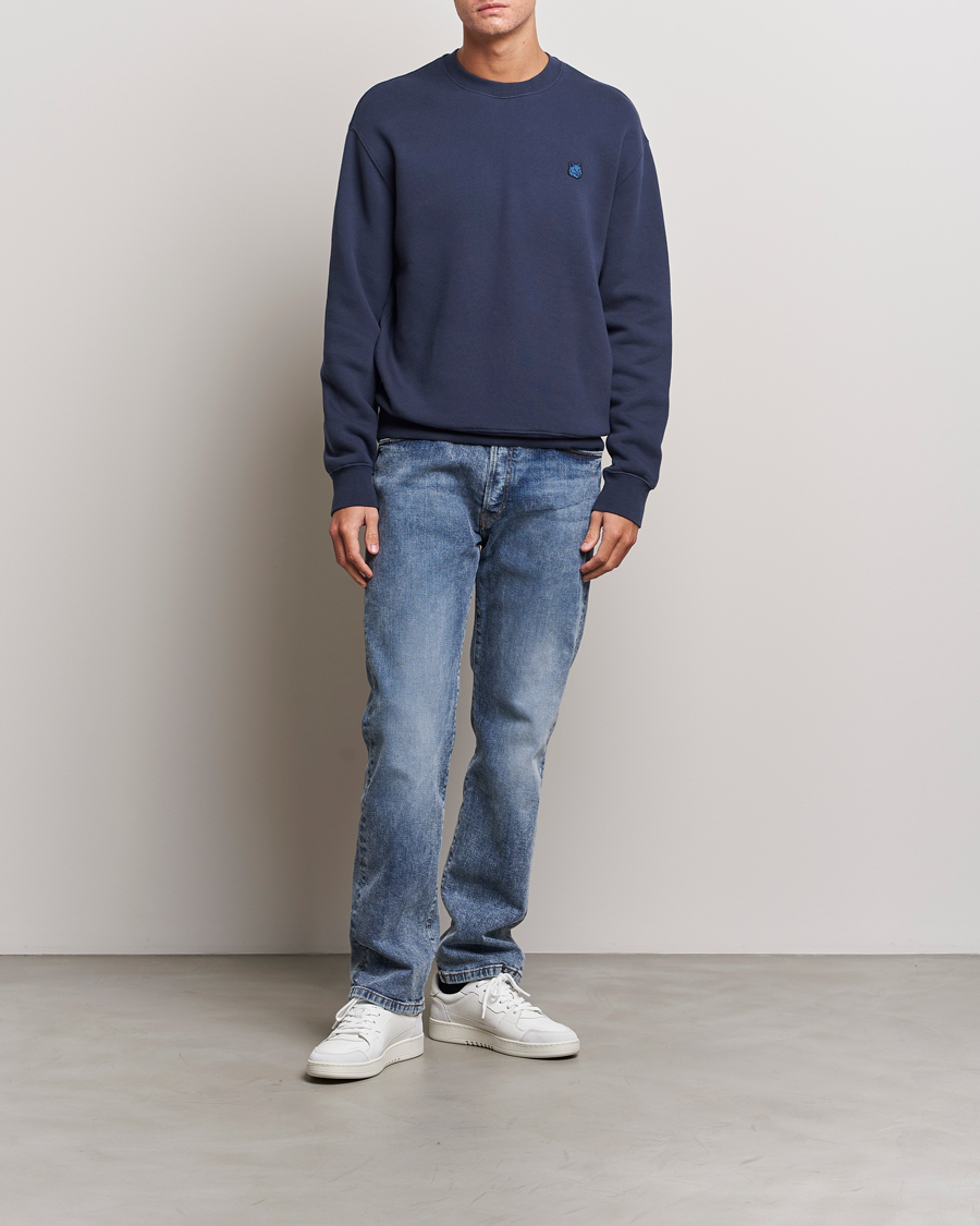 Hombres | Jerséis y prendas de punto | Maison Kitsuné | Tonal Fox Head Sweatshirt Ink Blue