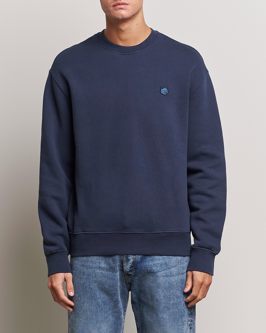 Hombres | Jerséis y prendas de punto | Maison Kitsuné | Tonal Fox Head Sweatshirt Ink Blue