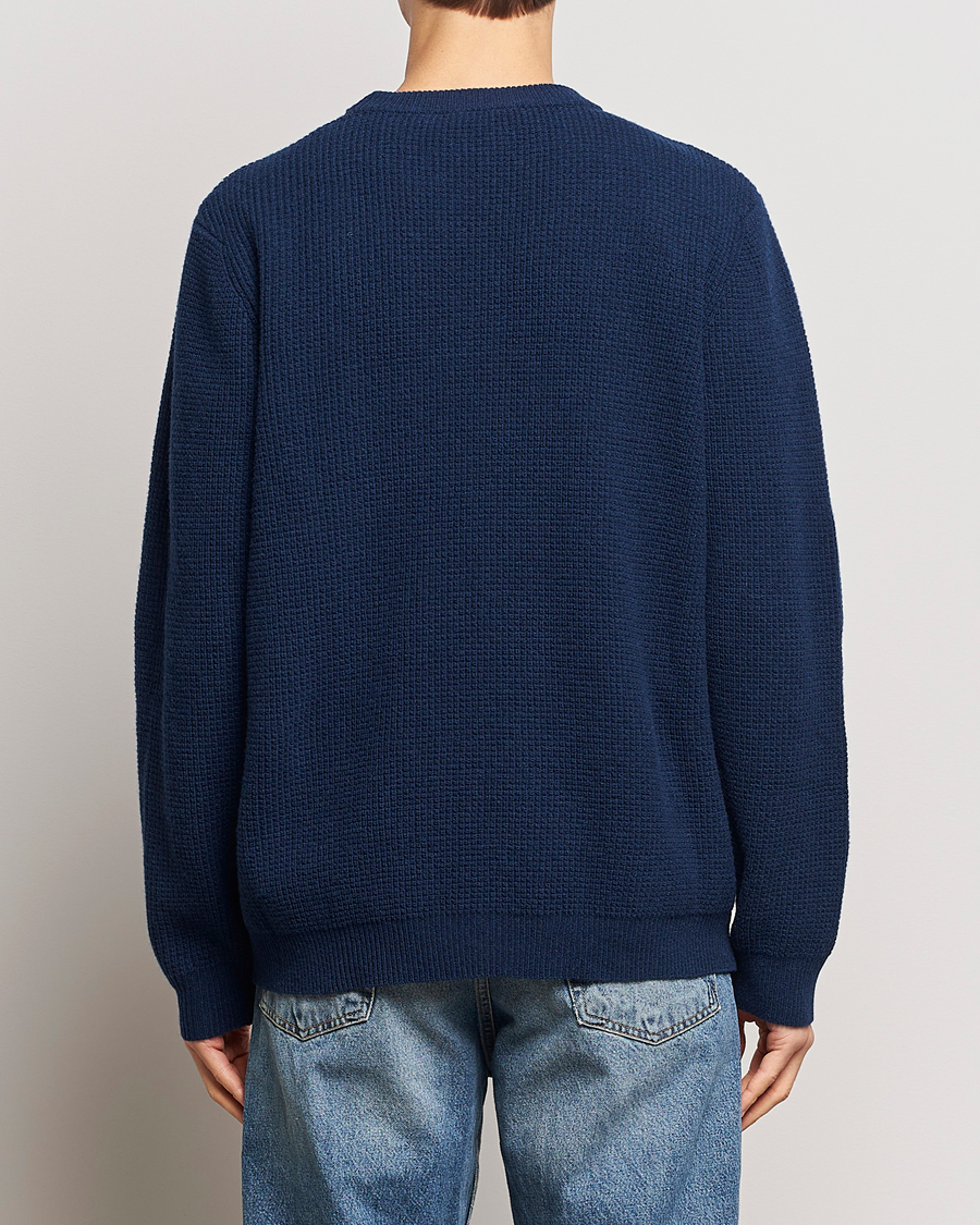 Hombres | Jerséis y prendas de punto | Maison Kitsuné | Handwriting Wool Crew Neck Sweater Ink Blue