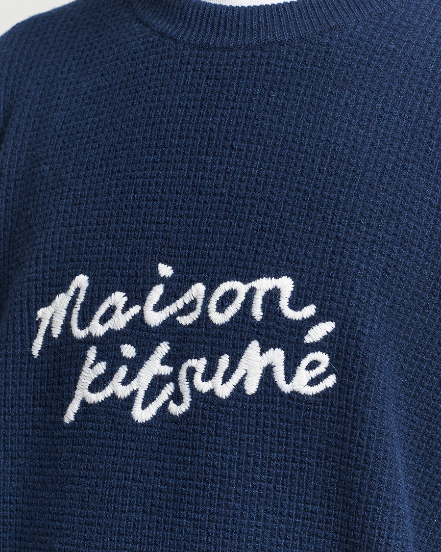 Hombres | Jerséis y prendas de punto | Maison Kitsuné | Handwriting Wool Crew Neck Sweater Ink Blue