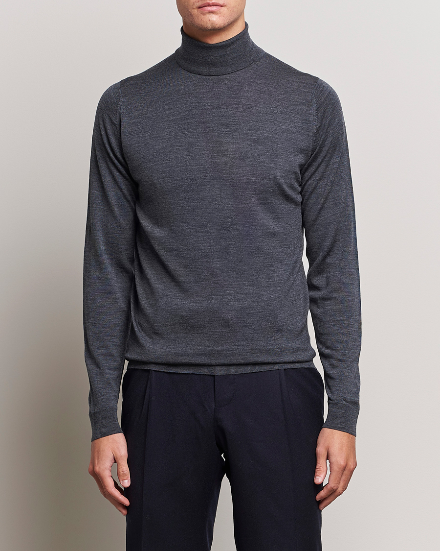 Hombres | Jerséis y prendas de punto | John Smedley | Cherwell Extra Fine Merino Rollneck Charcoal